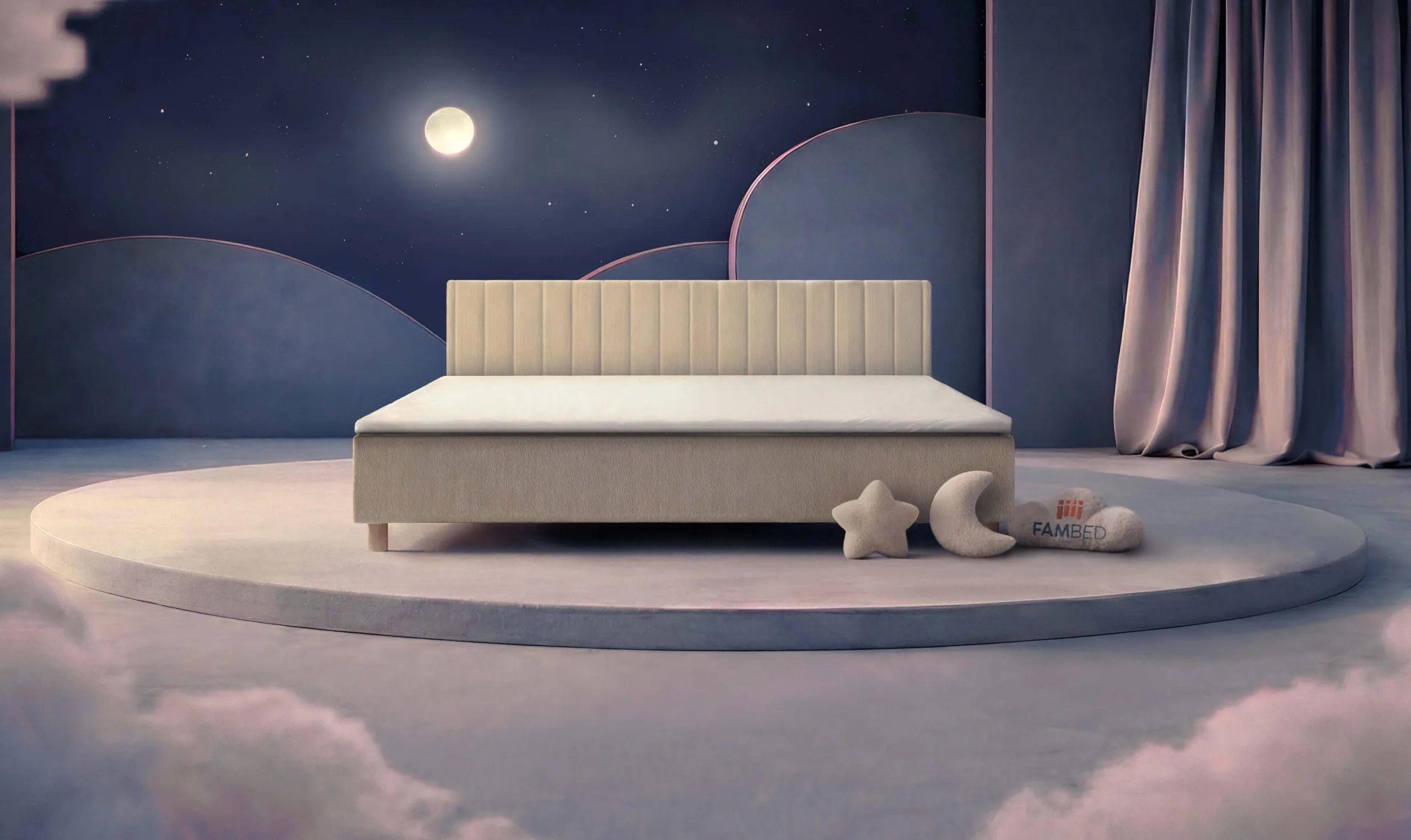 Letto familiare FAMBED® largo 250 cm, visto di tre quarti dal davanti