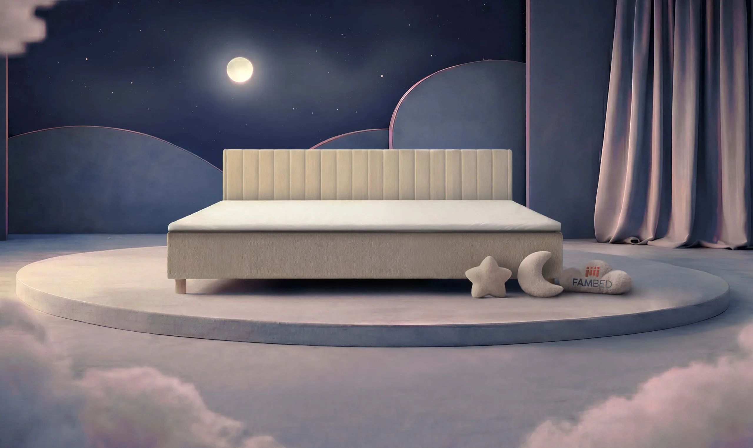 Letto familiare FAMBED® largo 280 cm, visto di tre quarti dal davanti