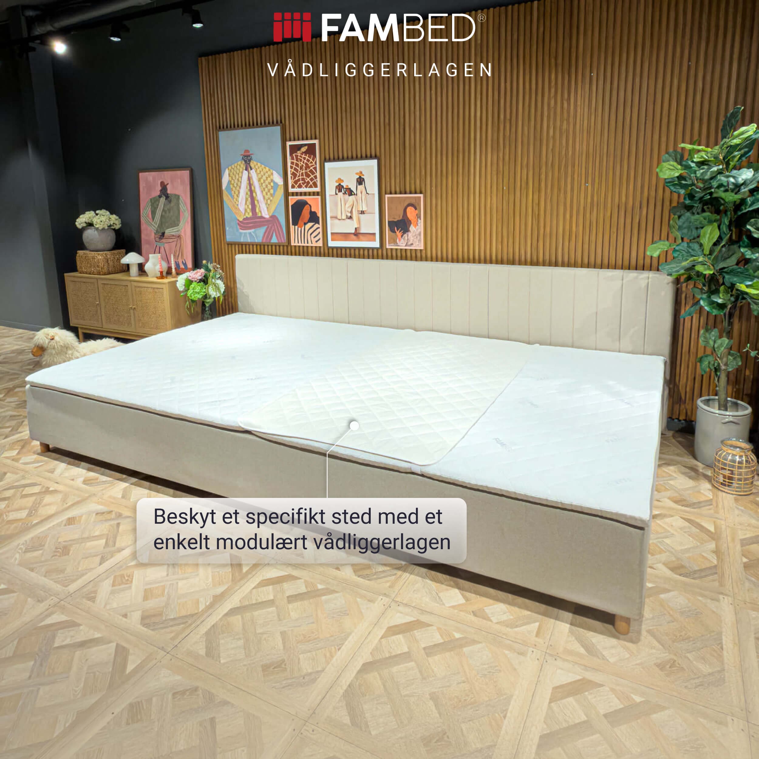 Protezione per materasso FamBed posizionata per proteggere un singolo posto letto