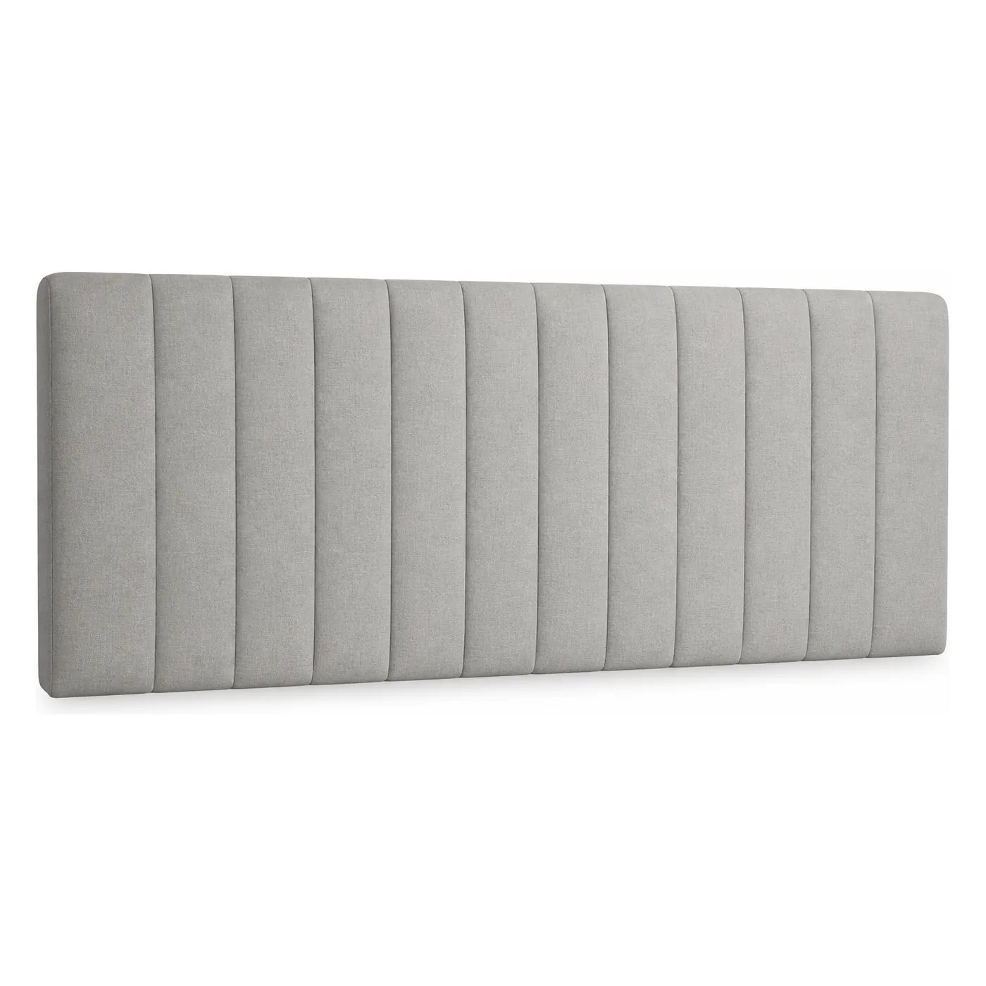 Testiera FamBed grigio chiaro, completamente imbottita e rivestita in tessuto certificato OEKO-TEX® STANDARD 100.