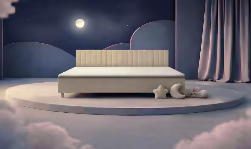 Letto familiare FAMBED in beige, 270 × 200 cm, con testiera